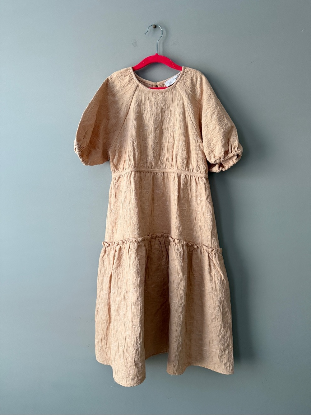 Girls size 10 Zara kids Tiered Dress in Soft pink peach beige color